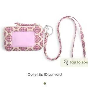Vera Bradley Lavender Geo Zip ID Lanyard